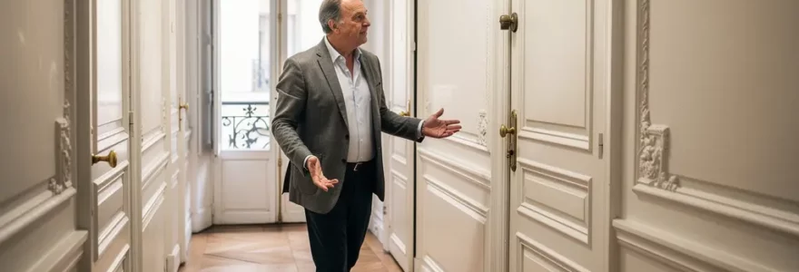 Expert immobilier visitant un appartement haussmannien à Paris pour évaluation