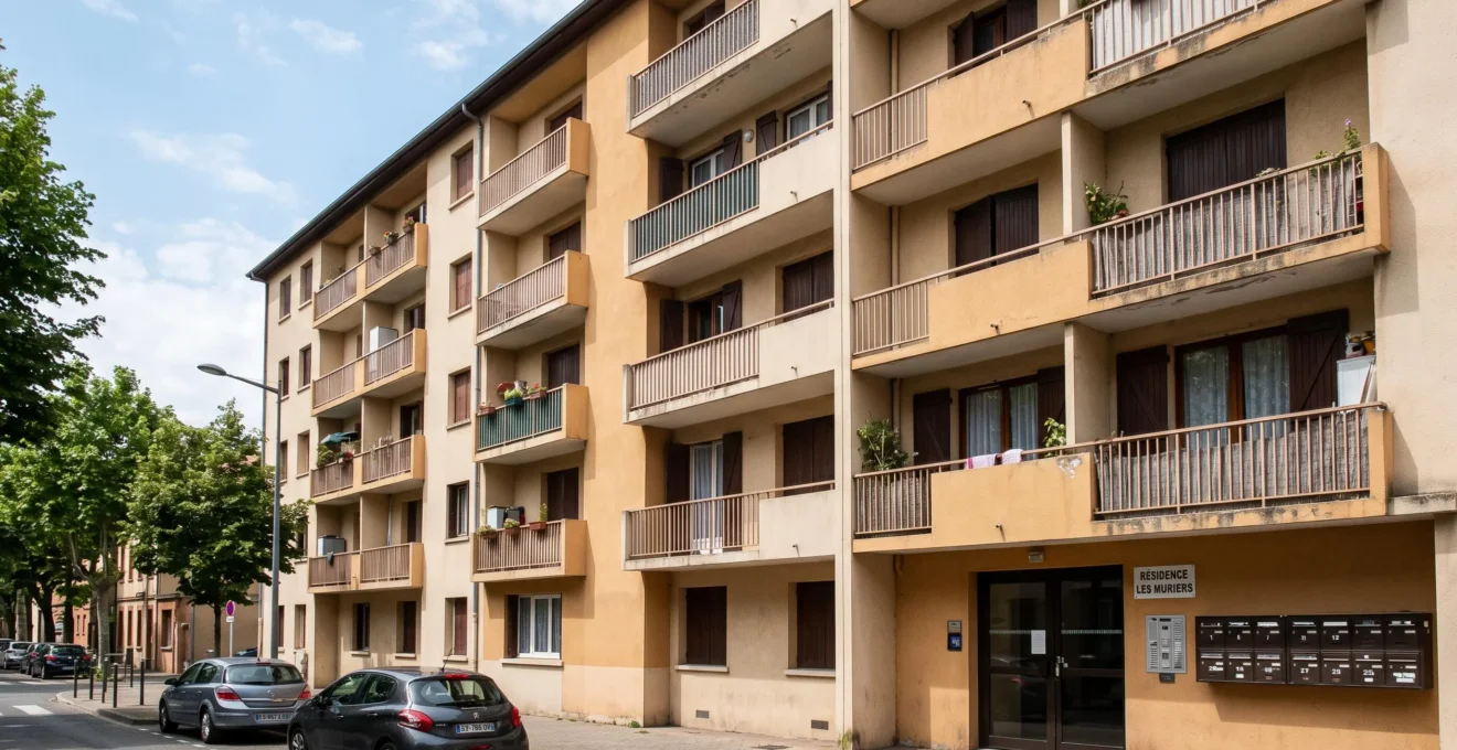 Façade d'immeuble en copropriété typique de Toulouse